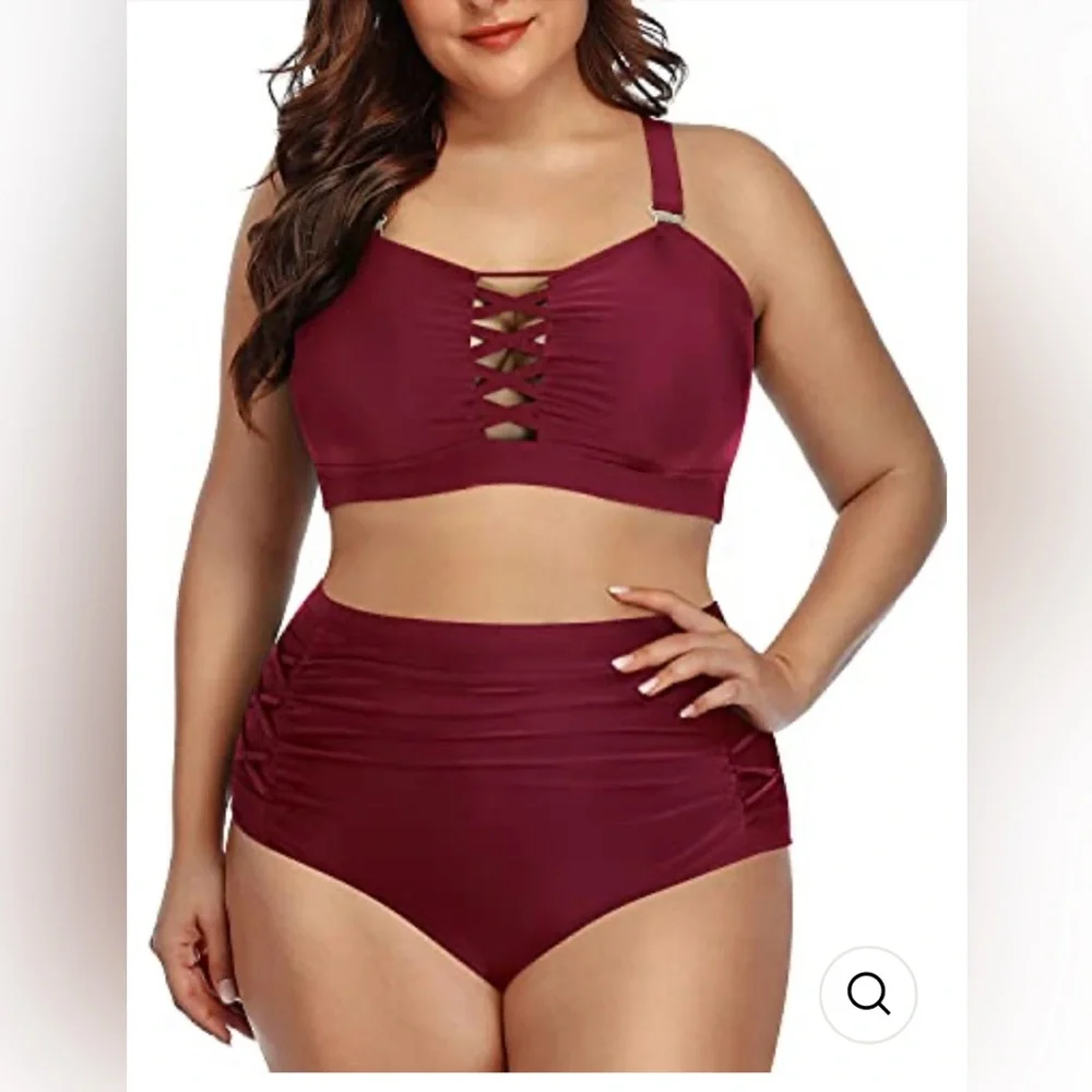NWT Daci Criss Cross bikini MAROON color